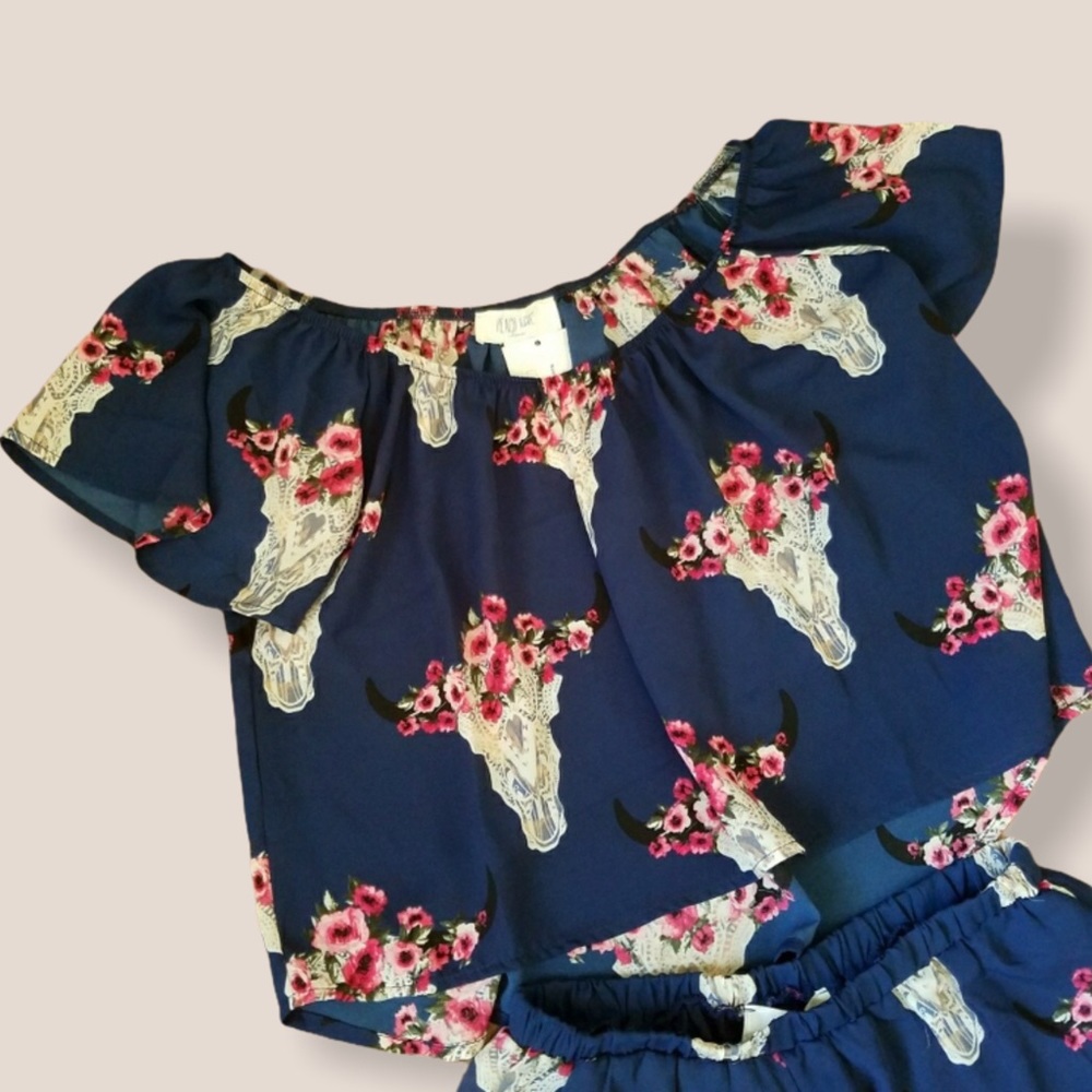 2pc PEACH LOVE Desert Skull Ruffle Set! - Picture 4 of 15